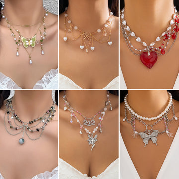 Butterfly Angel Heart Fairy Starry Cross Snake Necklace #1