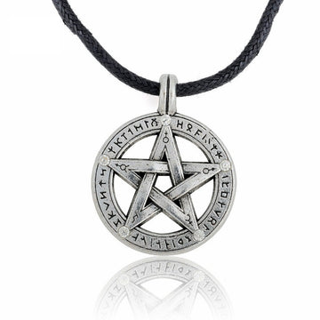 Supernatural Hebrew Pentagram Round Necklace