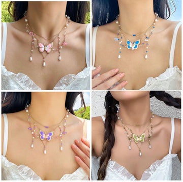 Butterfly Angel Heart Fairy Starry Cross Snake Necklace #2