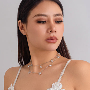 Simple Pearl Star Necklace Earrings Bracelets Elegant Double Layered Necklace Gentle Temperament Tassel