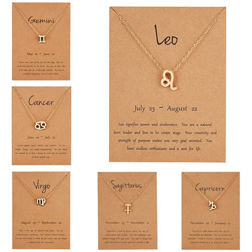 Star Zodiac Sign 12 Constellation Necklaces Pendant Elegant Charm Gold Chain Choker Necklaces for Women Jewelry Quote