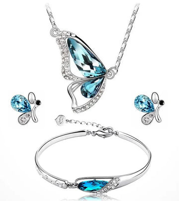 Butterfly Necklace Earring Bracelet Jewelry Sets