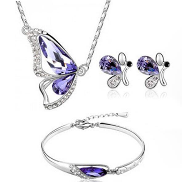 Butterfly Necklace Earring Bracelet Jewelry Sets