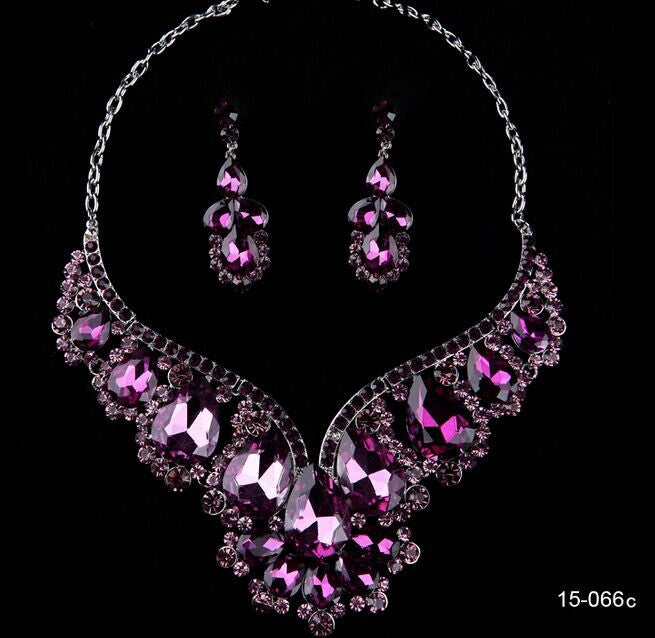 Full Diamond Designer Necklace Earring Set Exquisite Zircon Bride Wedding Dress Accessories