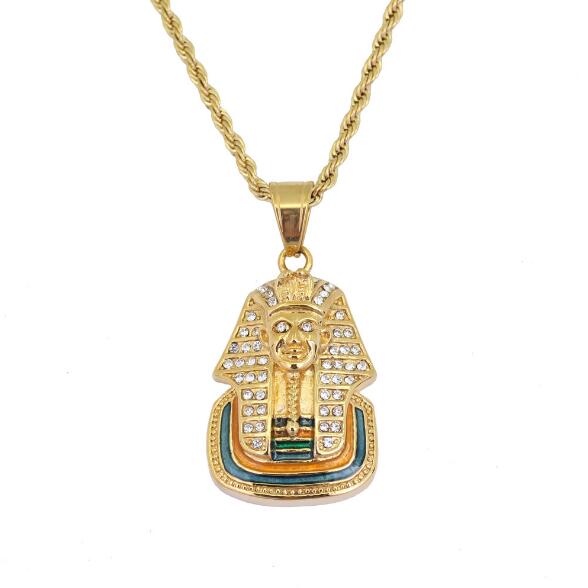 Egypt Pharaoh Sphinx Pendant Necklace Gold Plated Stainless Steel