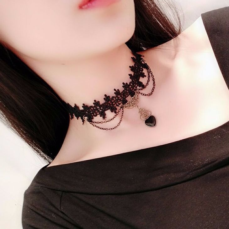 Gothic Black White Beaded Water Drop Choker Necklace Personality Multi-Layer Crystal Lace Necklace Choker Clavicle Chain C9917