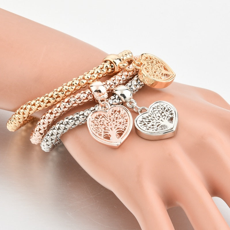 Tree of Life Heart Bracelet & Bangles Dainty Jewelry Popcorn Chain Set Friendship Distance Bracelets