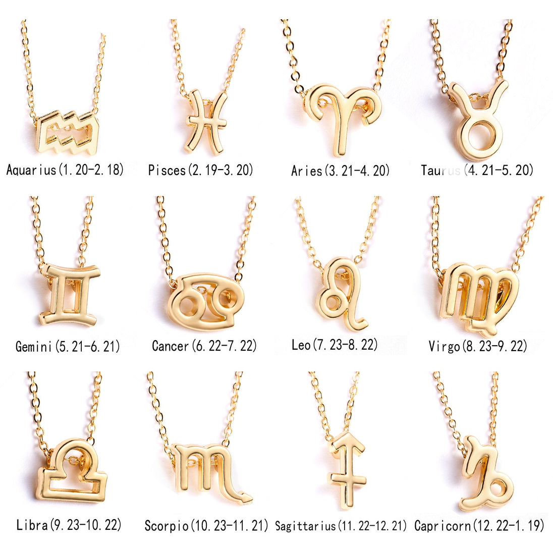 Star Zodiac Sign 12 Constellation Necklaces Pendant Elegant Charm Gold Chain Choker Necklaces for Women Jewelry Quote