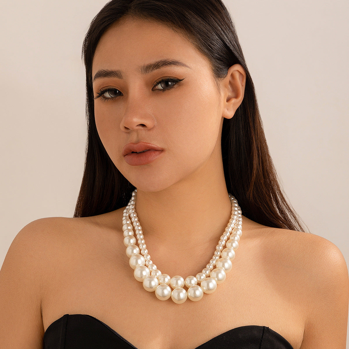 Pearl Beaded Multi-Layer Necklace Temperament Designer Elegant