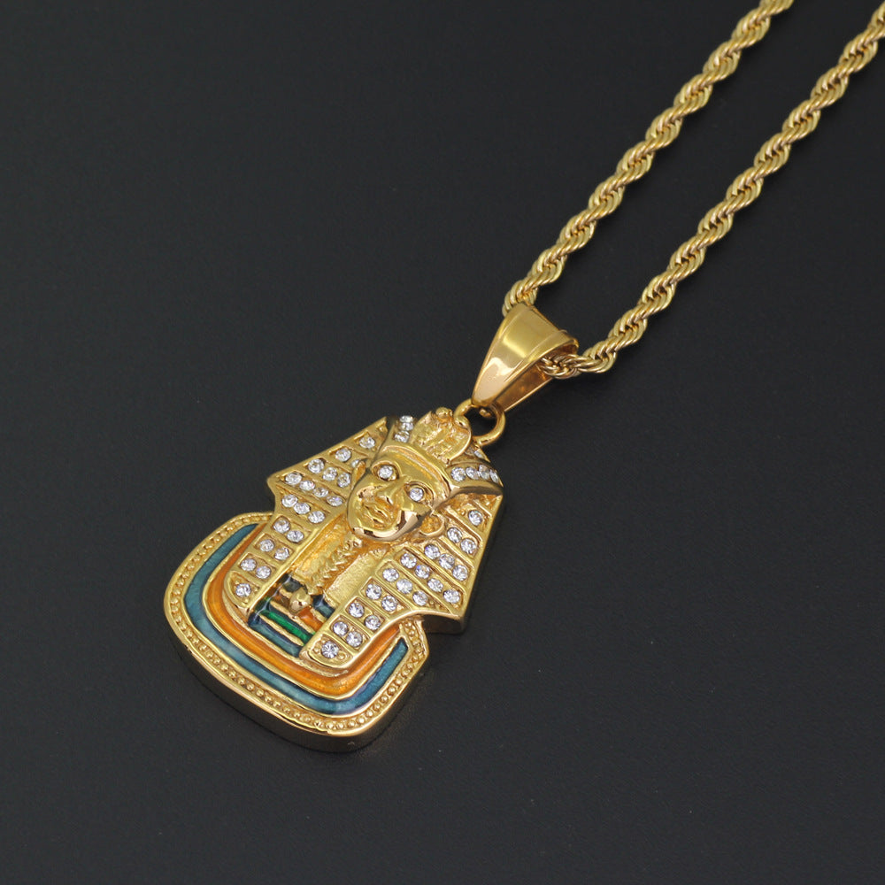 Egypt Pharaoh Sphinx Pendant Necklace Gold Plated Stainless Steel